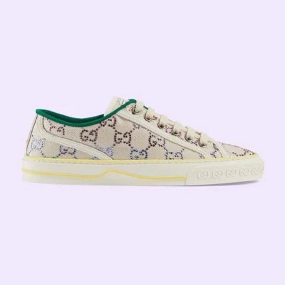 NWB Gucci GG Lame Canvas With Crystals Sneaker Sneakers 1977 Tennis 40.5 732211 - Picture 1 of 11